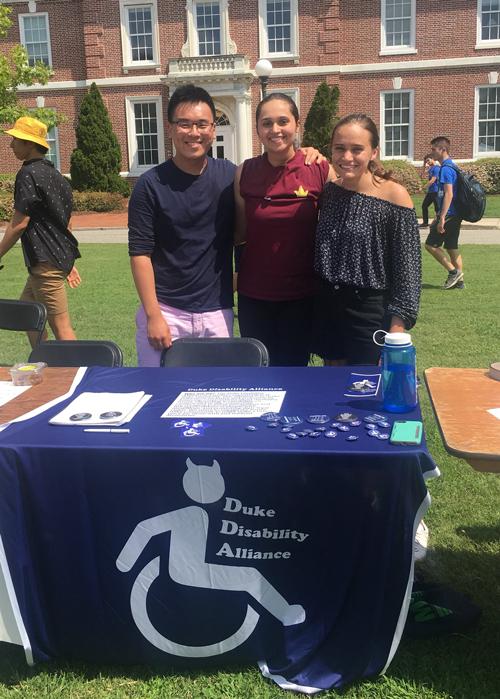 Students tabling on East Campus for the Duke Disability Alliance