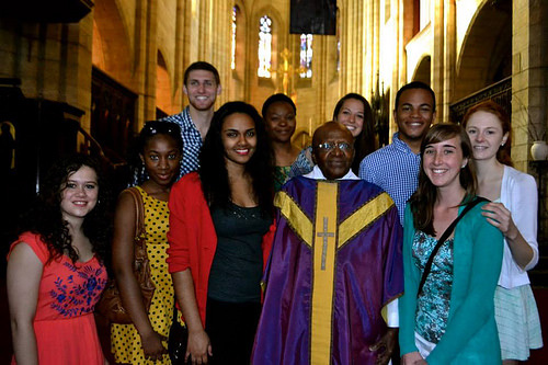 Students with Desmond TuTu